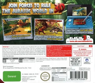 Combat of Giants Dinosaurs 3D (Usa) box cover back